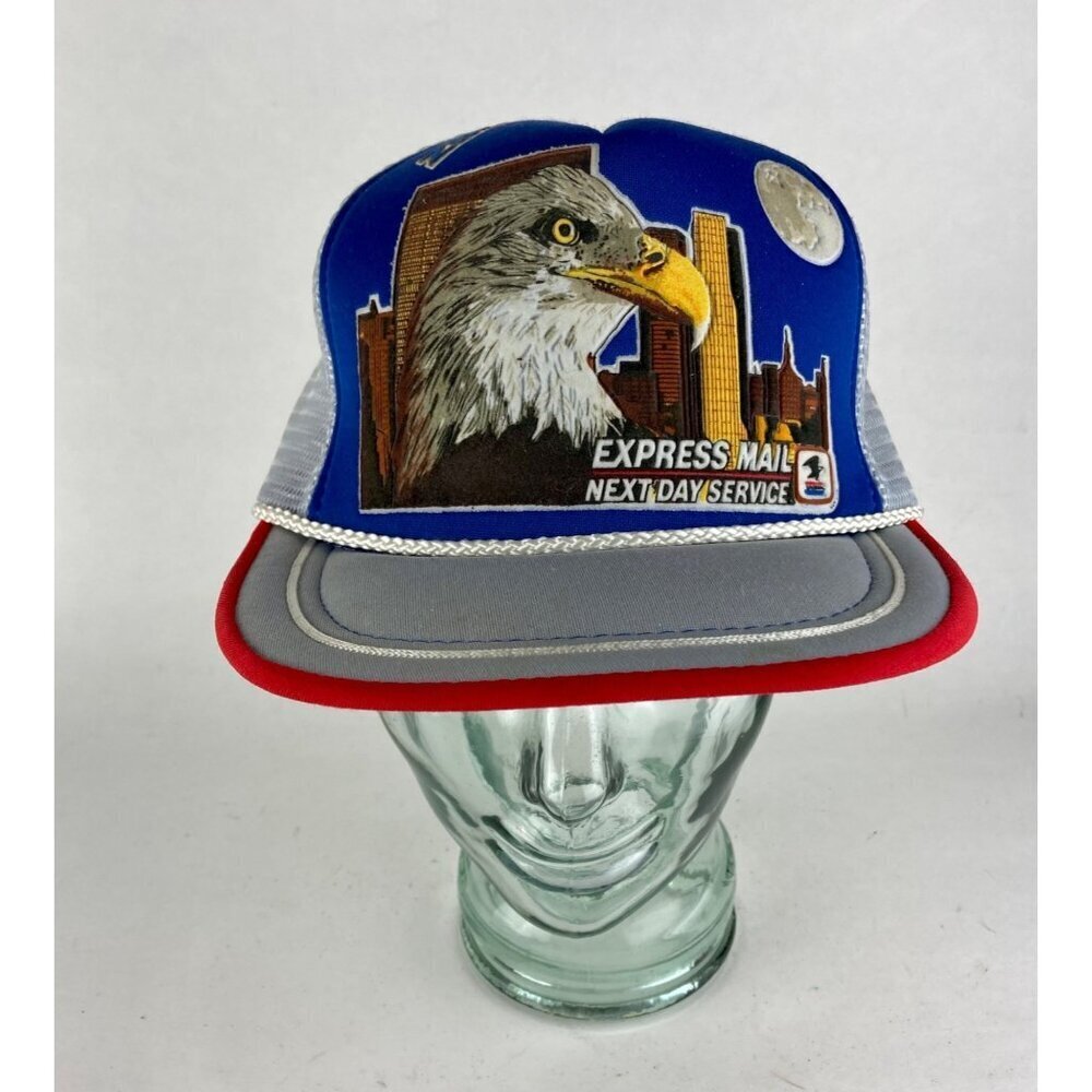 Vintage USPS Express Mail Mesh Trucker's Hat Zip+4 Snapback Cap